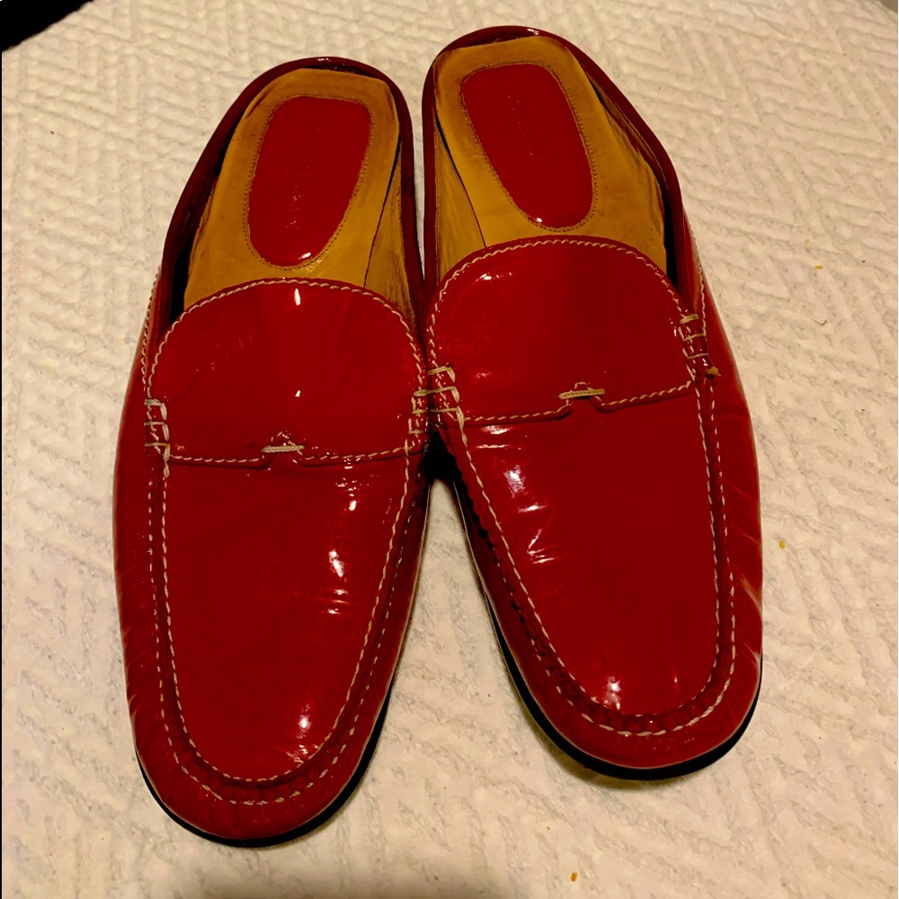 Red Patent leather slides